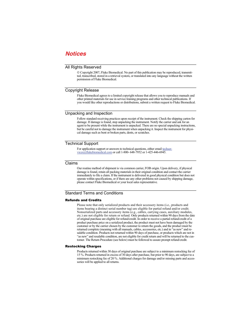 Notices | Fluke Biomedical SigmaPace 1000 User Manual | Page 3 / 154