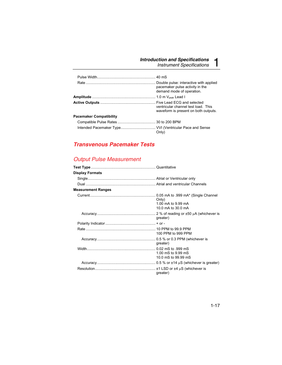 Transvenous pacemaker tests | Fluke Biomedical SigmaPace 1000 User Manual | Page 31 / 154