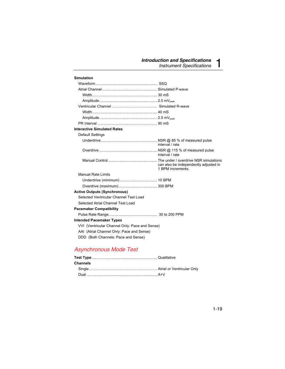 Asynchronous mode test | Fluke Biomedical SigmaPace 1000 User Manual | Page 33 / 154