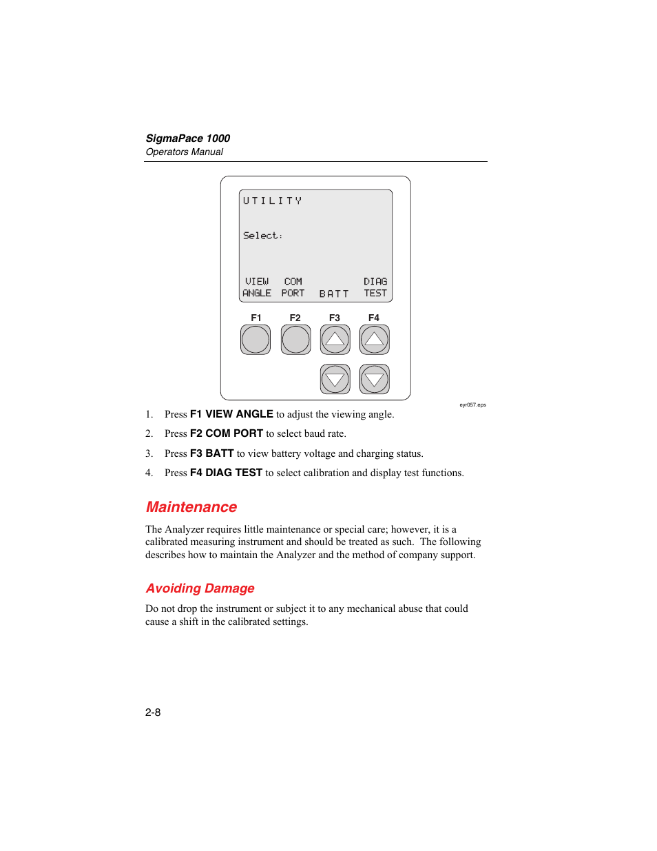 Maintenance, Avoiding damage | Fluke Biomedical SigmaPace 1000 User Manual | Page 52 / 154