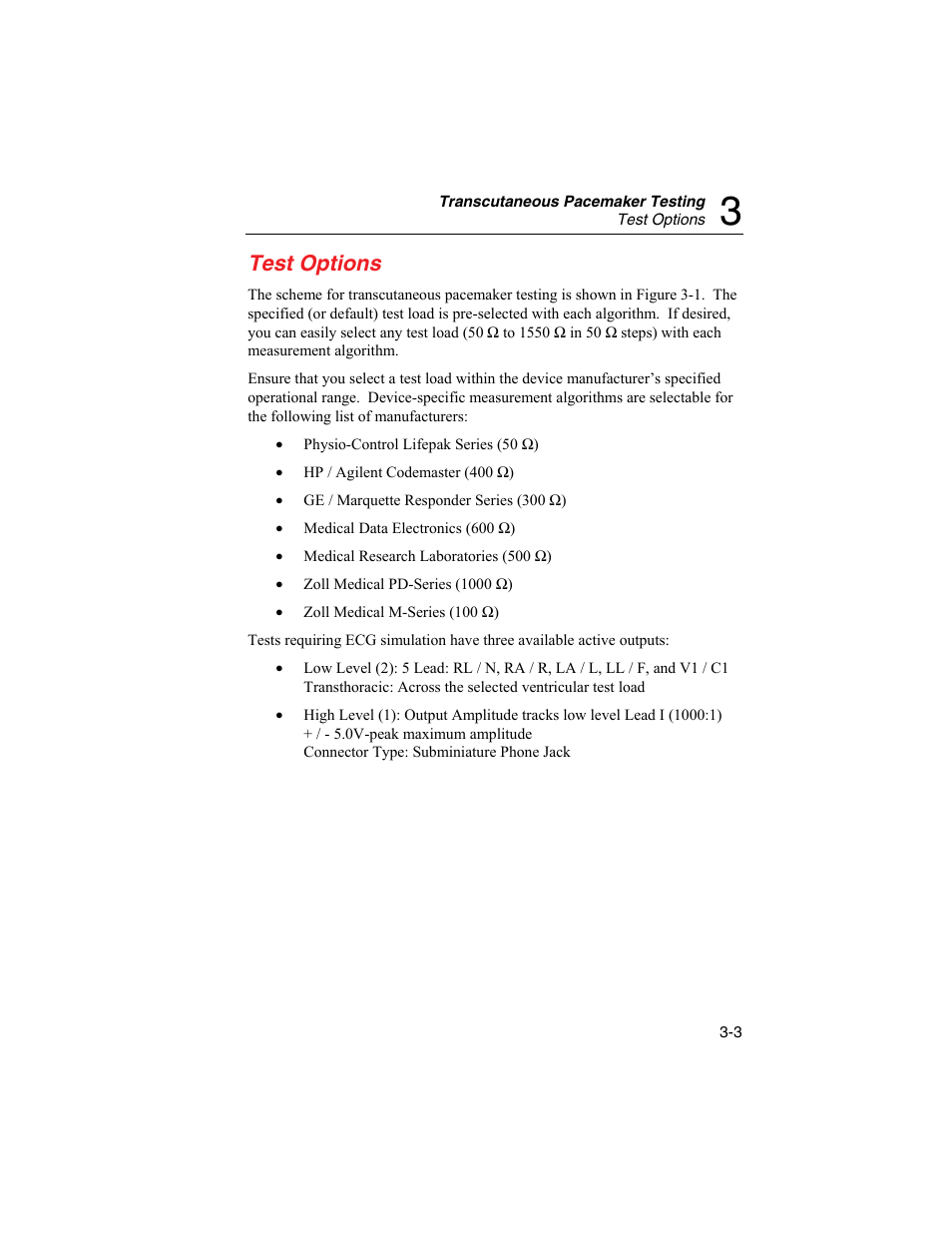 Test options | Fluke Biomedical SigmaPace 1000 User Manual | Page 57 / 154