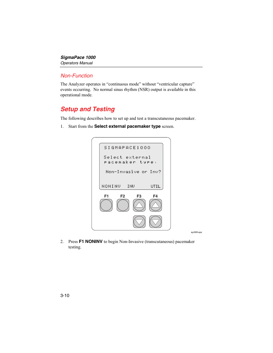 Non-function, Setup and testing | Fluke Biomedical SigmaPace 1000 User Manual | Page 64 / 154