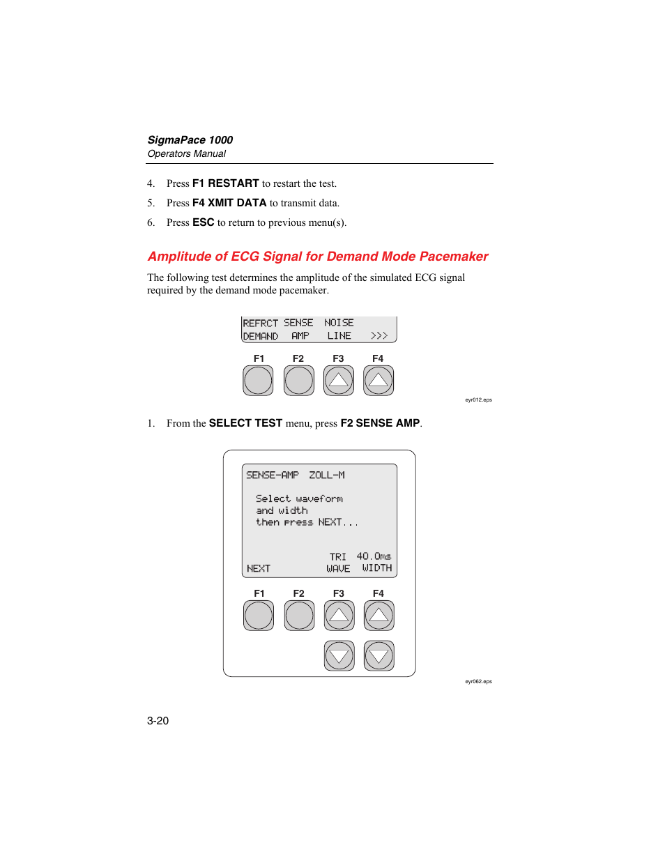 Amplitude of ecg signal for demand mode pacemaker | Fluke Biomedical SigmaPace 1000 User Manual | Page 74 / 154