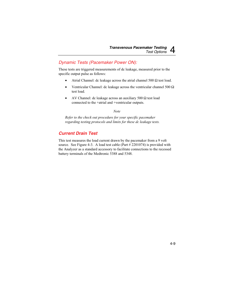 Dynamic tests (pacemaker power on), Current drain test | Fluke Biomedical SigmaPace 1000 User Manual | Page 95 / 154