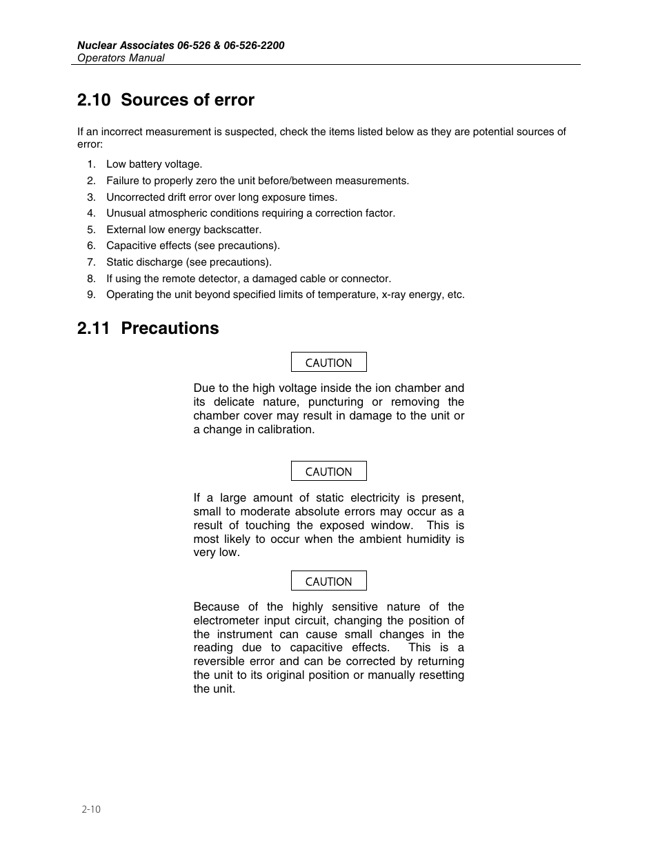 10 sources of error, 11 precautions | Fluke Biomedical 06-526 User Manual | Page 18 / 26