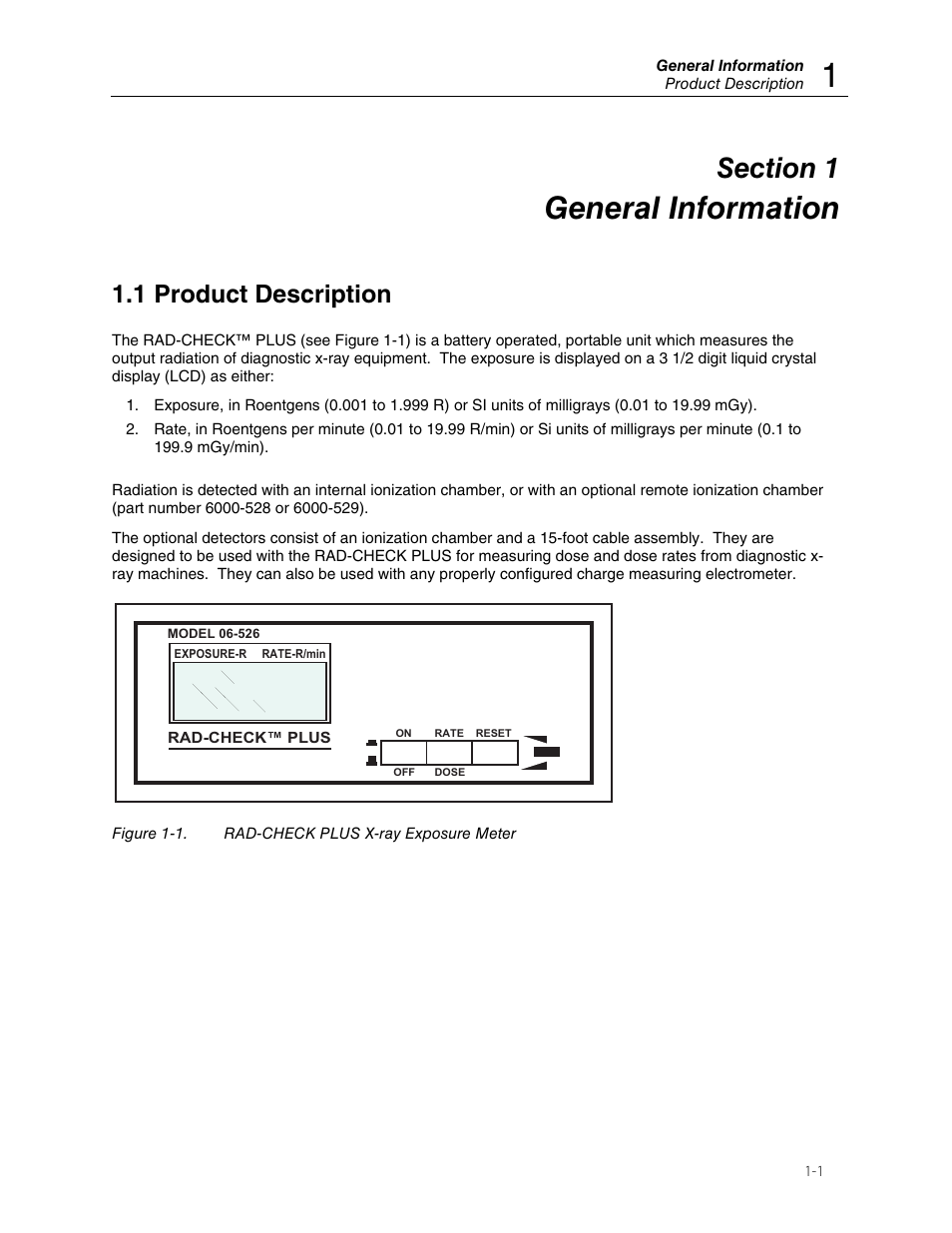 General information, 1 product description | Fluke Biomedical 06-526 User Manual | Page 5 / 26