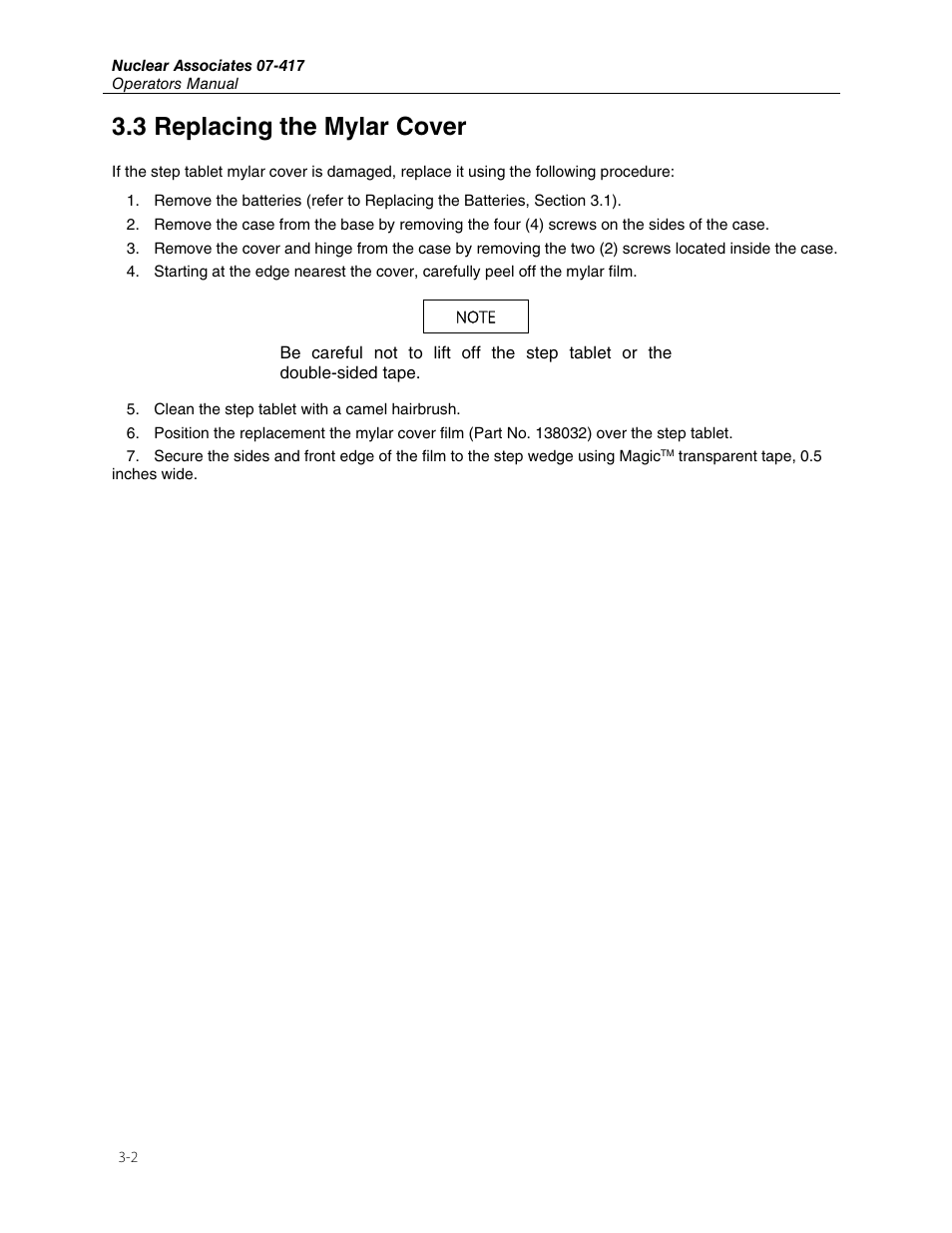 3 replacing the mylar cover | Fluke Biomedical 07-417 User Manual | Page 14 / 16