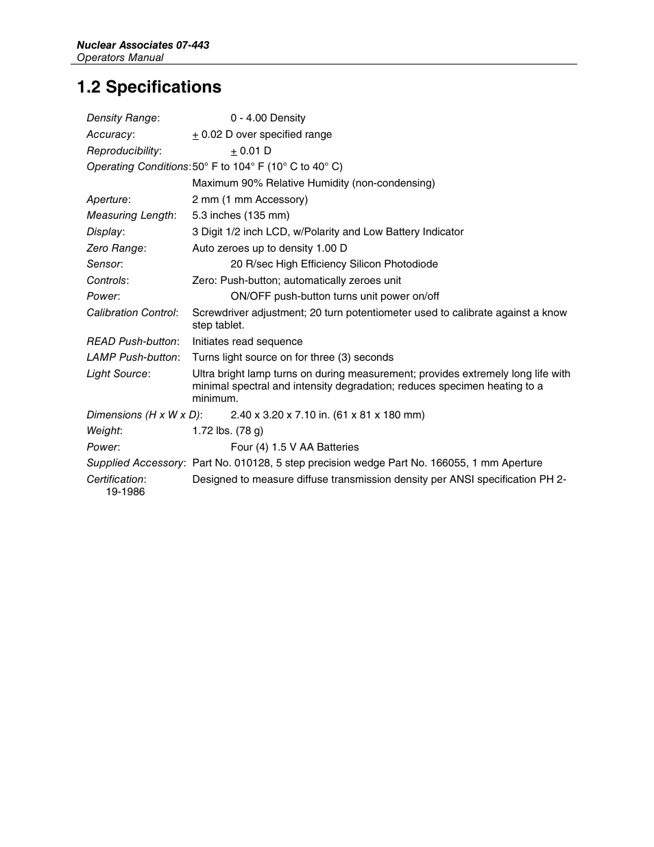 2 specifications | Fluke Biomedical 07-443 User Manual | Page 6 / 14
