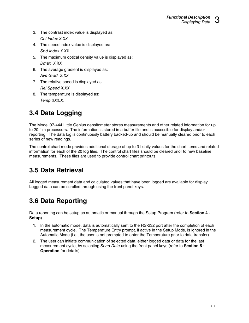 4 data logging, 5 data retrieval, 6 data reporting | Fluke Biomedical 07-444 User Manual | Page 13 / 46