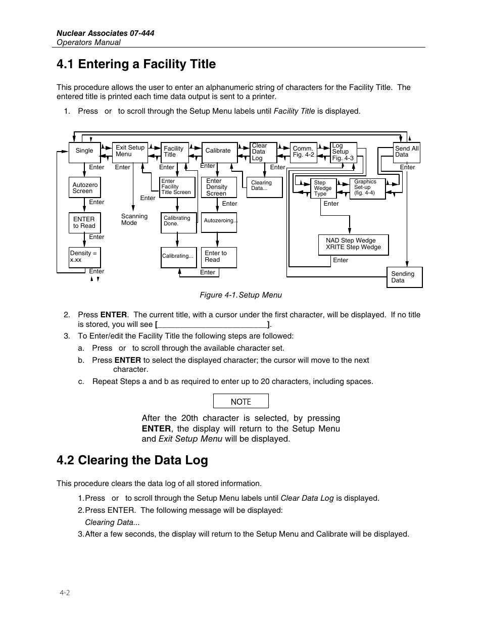 1 entering a facility title, 2 clearing the data log | Fluke Biomedical 07-444 User Manual | Page 16 / 46