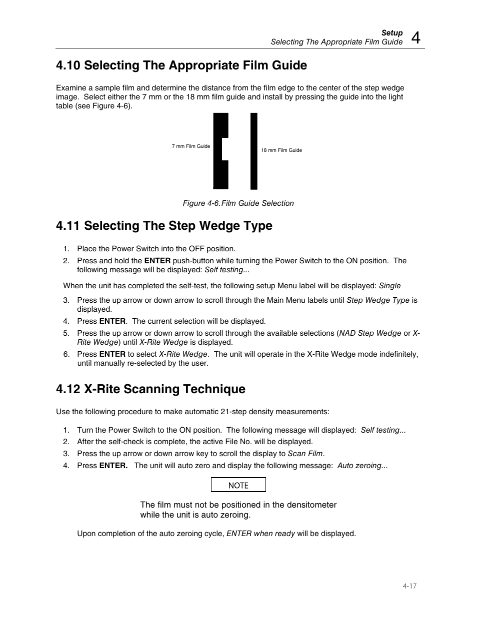10 selecting the appropriate film guide, 11 selecting the step wedge type, 12 x-rite scanning technique | Fluke Biomedical 07-444 User Manual | Page 31 / 46