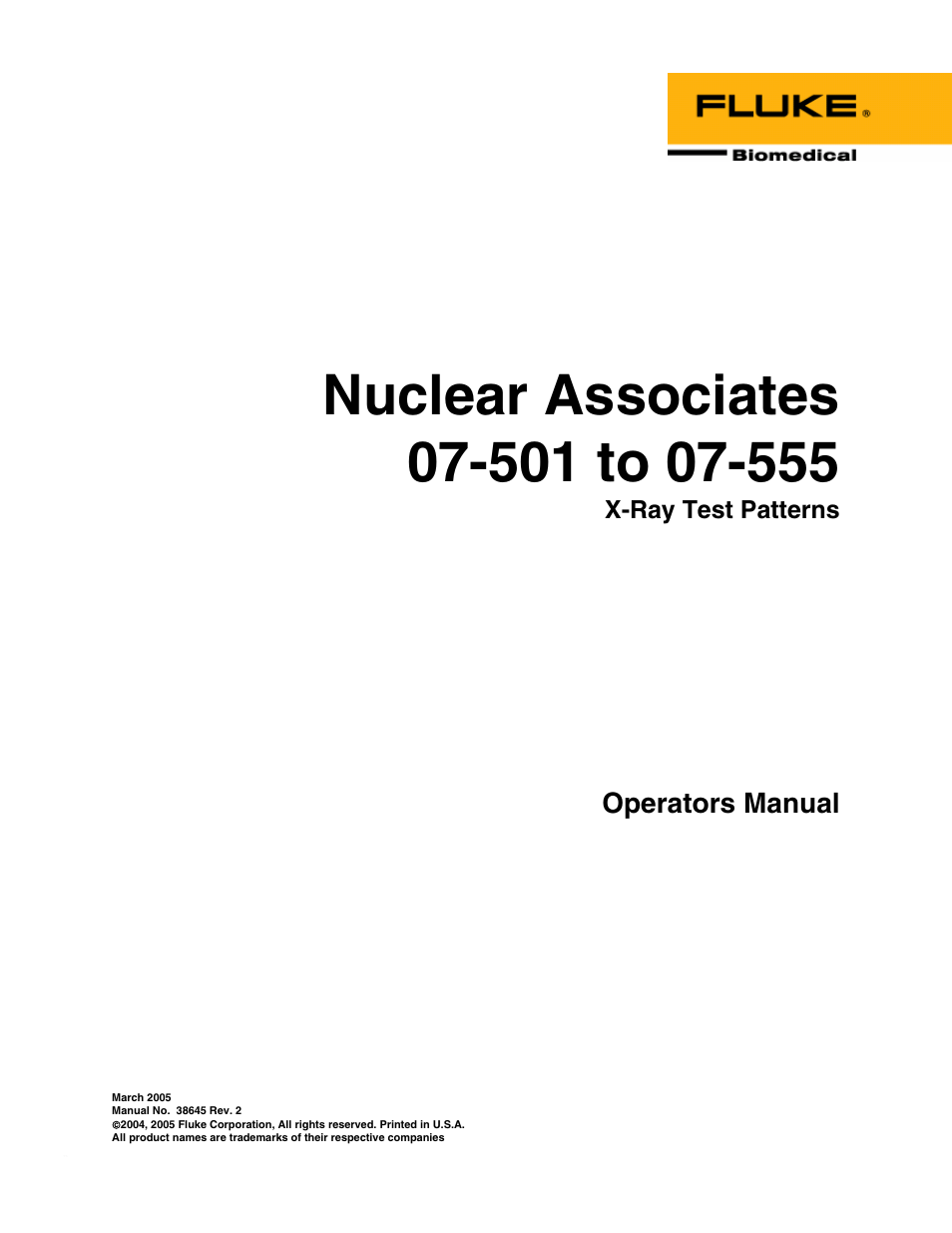 Fluke Biomedical 07-501 User Manual | 8 pages