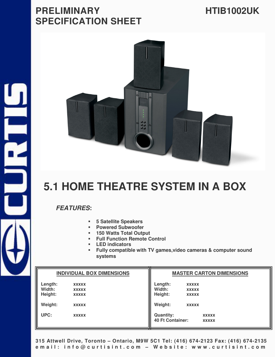 Curtis HTIB1002UK User Manual | 1 page