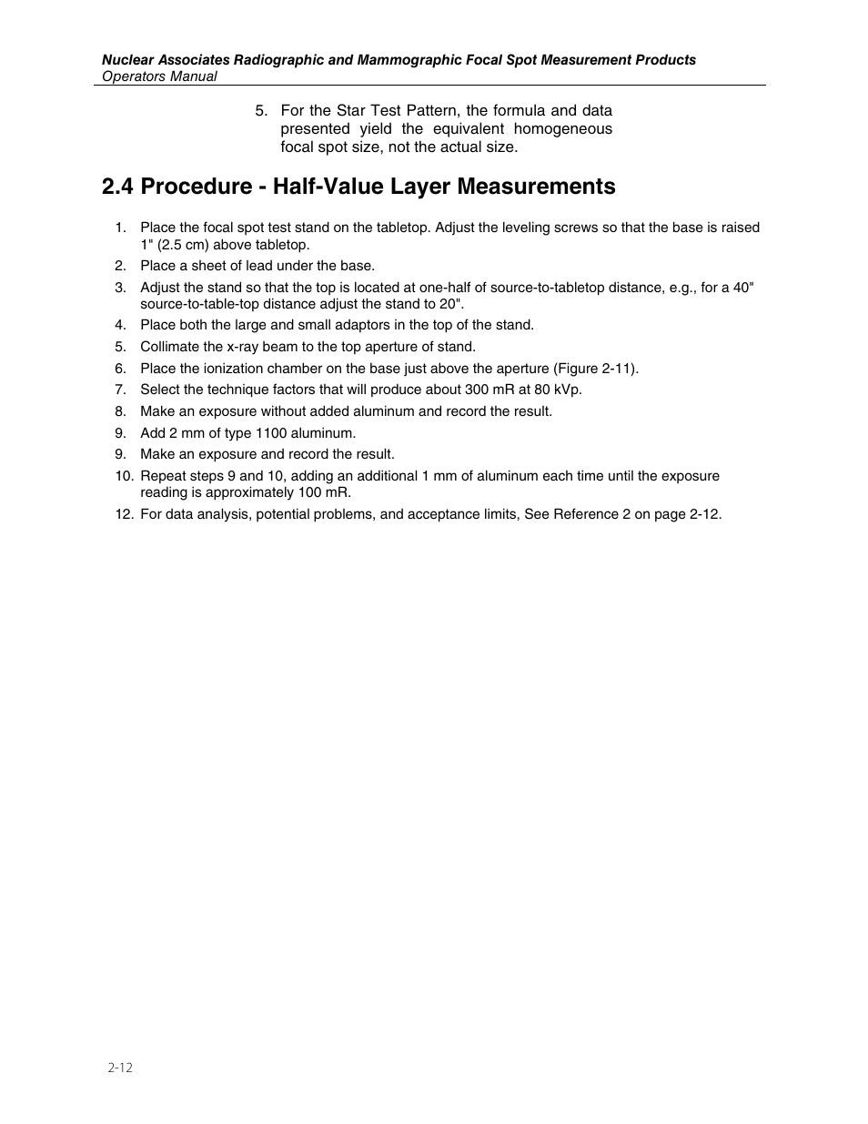 4 procedure - half-value layer measurements | Fluke Biomedical 07-611 User Manual | Page 18 / 20