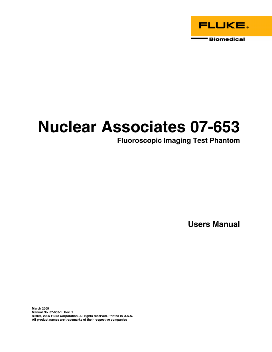 Fluke Biomedical 07-653 User Manual | 8 pages
