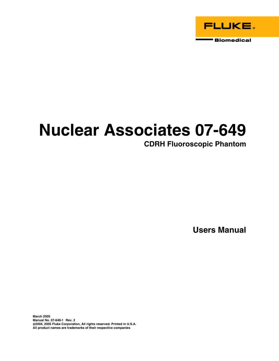 Fluke Biomedical 07-649 User Manual | 14 pages