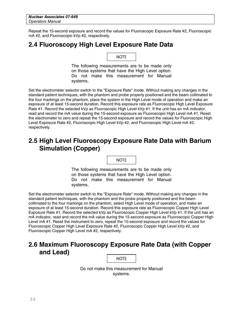 4 fluoroscopy high level exposure rate data | Fluke Biomedical 07-649 User Manual | Page 8 / 14