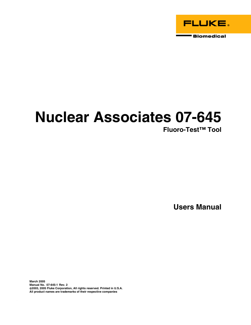 Fluke Biomedical 07-645 User Manual | 14 pages