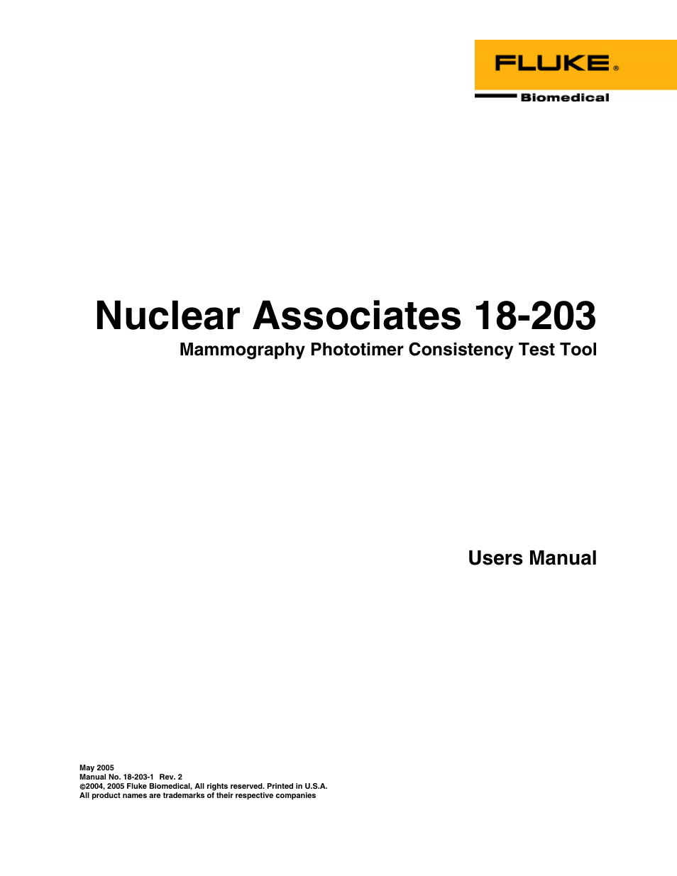 Fluke Biomedical 18-203 User Manual | 4 pages