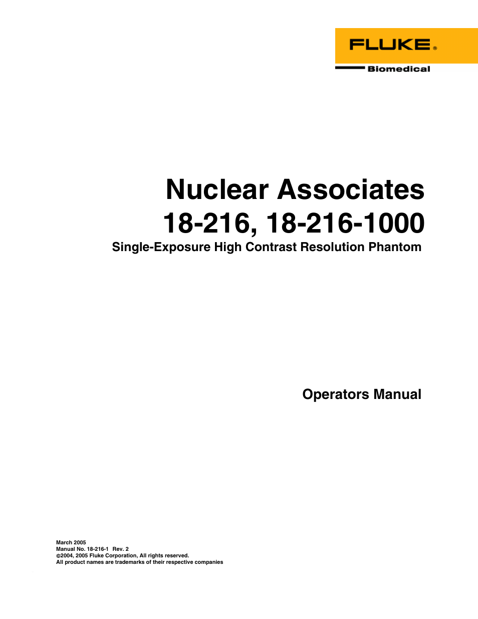 Fluke Biomedical 18-216 User Manual | 10 pages