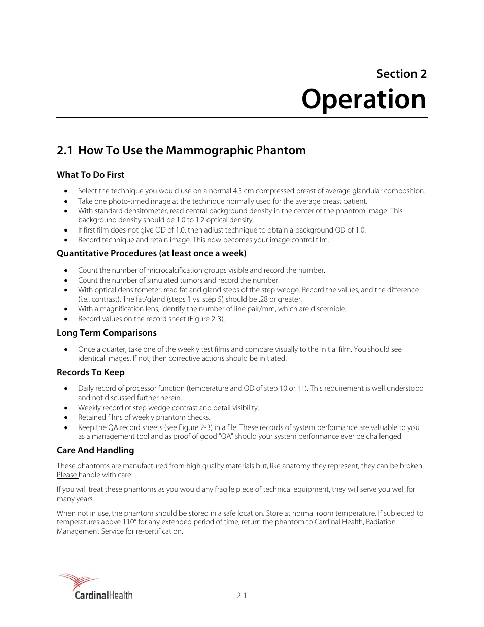 Operation, 1 how to use the mammographic phantom | Fluke Biomedical 18-222 User Manual | Page 9 / 18