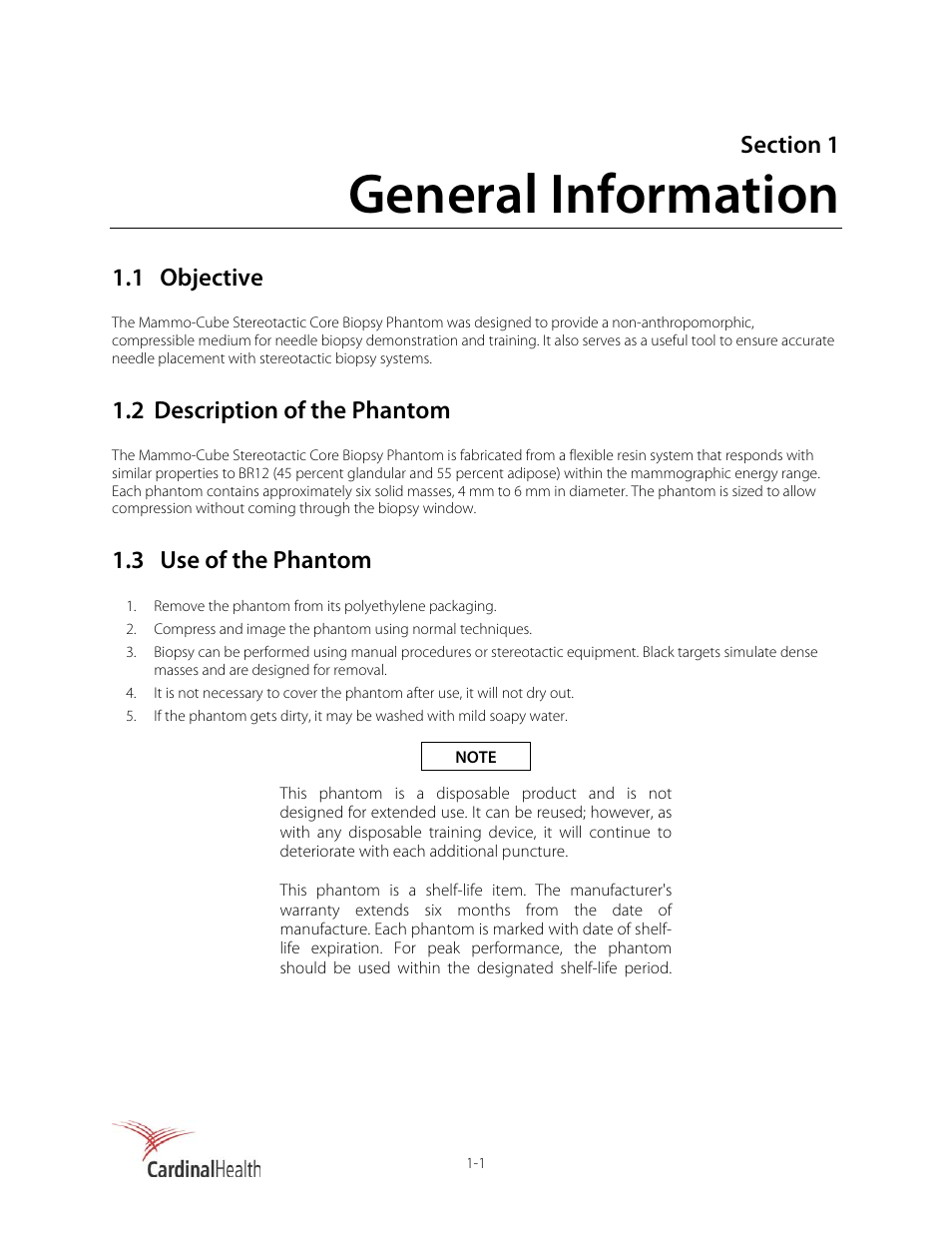 General information, 1 objective, 2 description of the phantom | 3 use of the phantom | Fluke Biomedical 18-229-1313 User Manual | Page 5 / 6