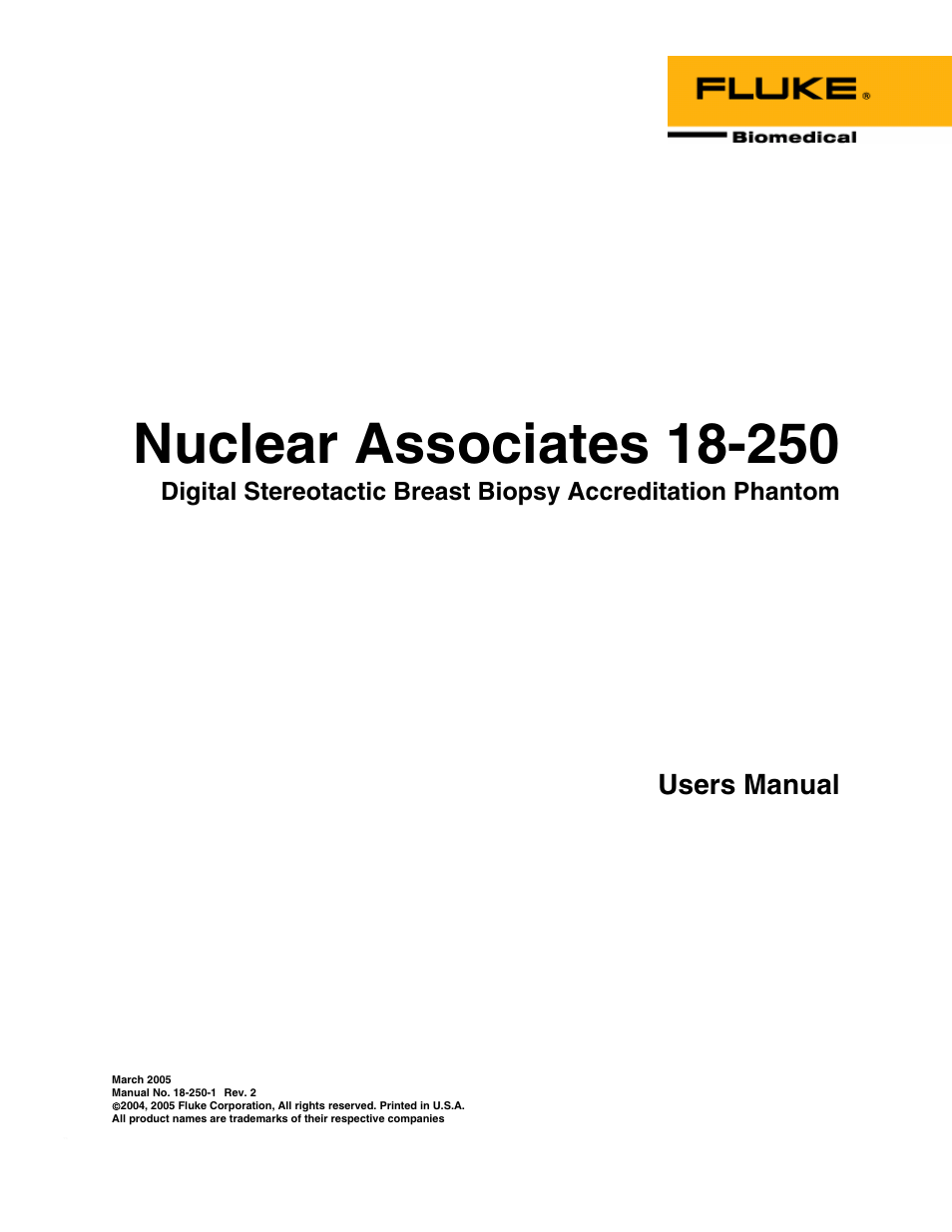 Fluke Biomedical 18-250 User Manual | 8 pages