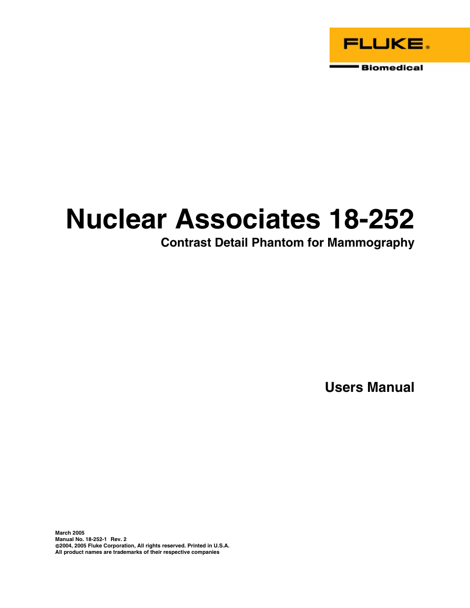 Fluke Biomedical 18-252 User Manual | 6 pages