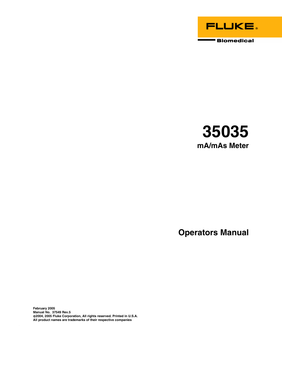 Fluke Biomedical 35035 User Manual | 19 pages