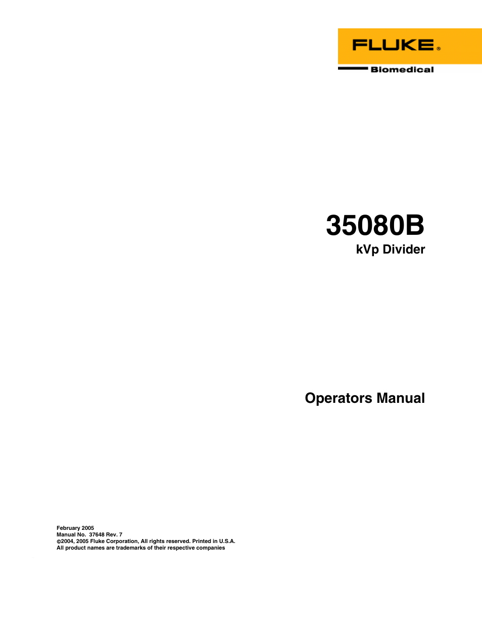 Fluke Biomedical 35080B User Manual | 70 pages
