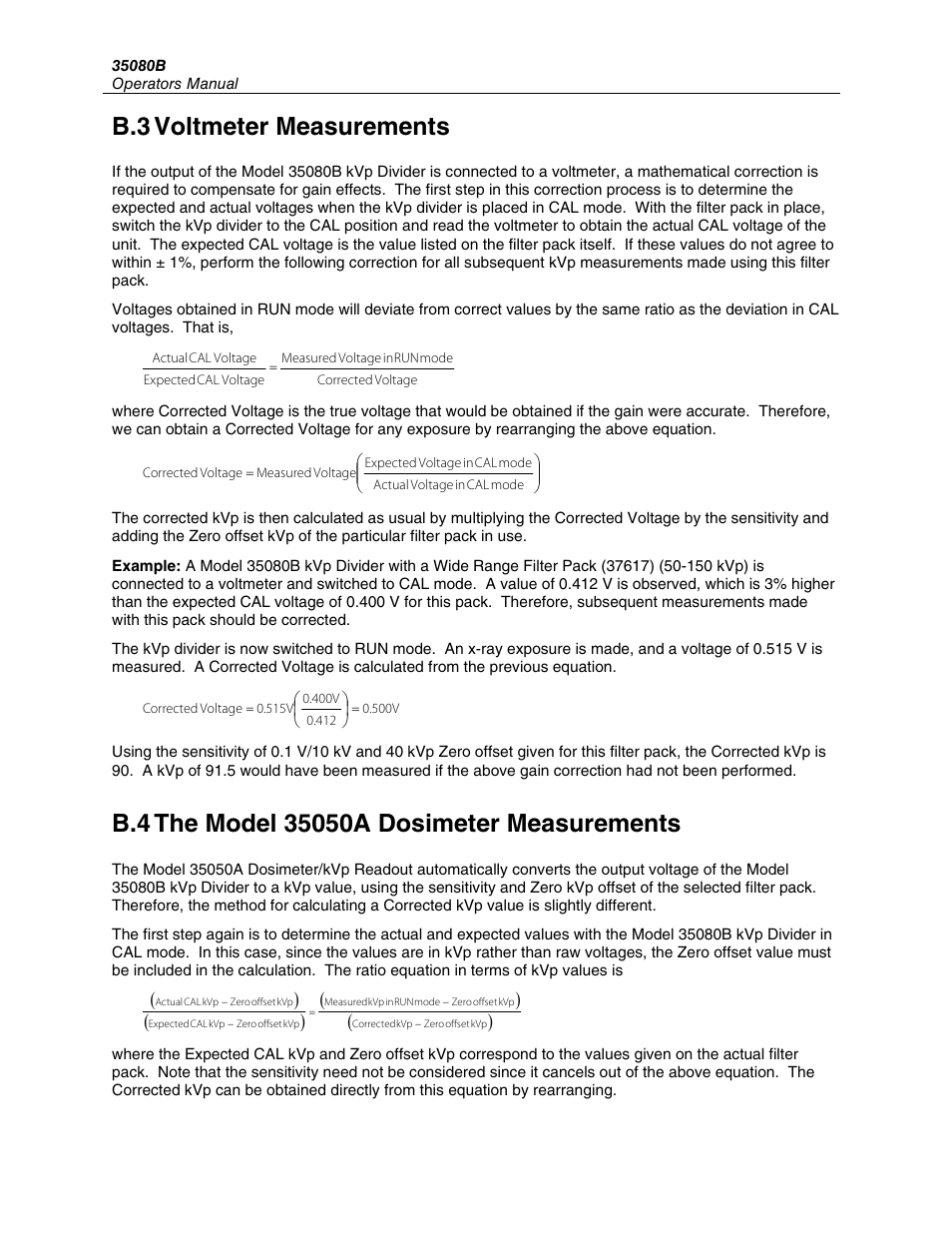B.3 voltmeter measurements | Fluke Biomedical 35080B User Manual | Page 62 / 70