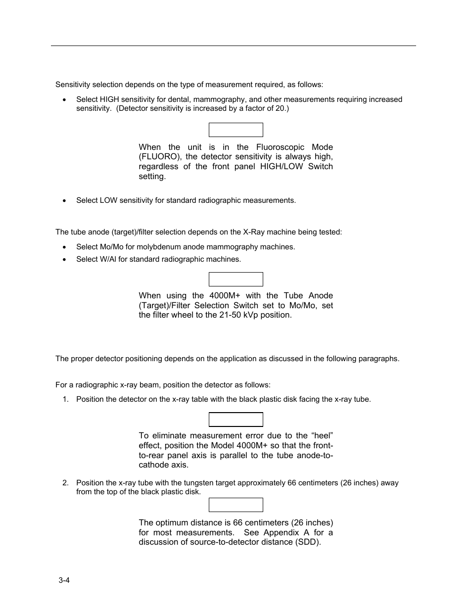 4 sensitivity selection, 5 detector positioning | Fluke Biomedical 4000M+ User Manual | Page 22 / 52