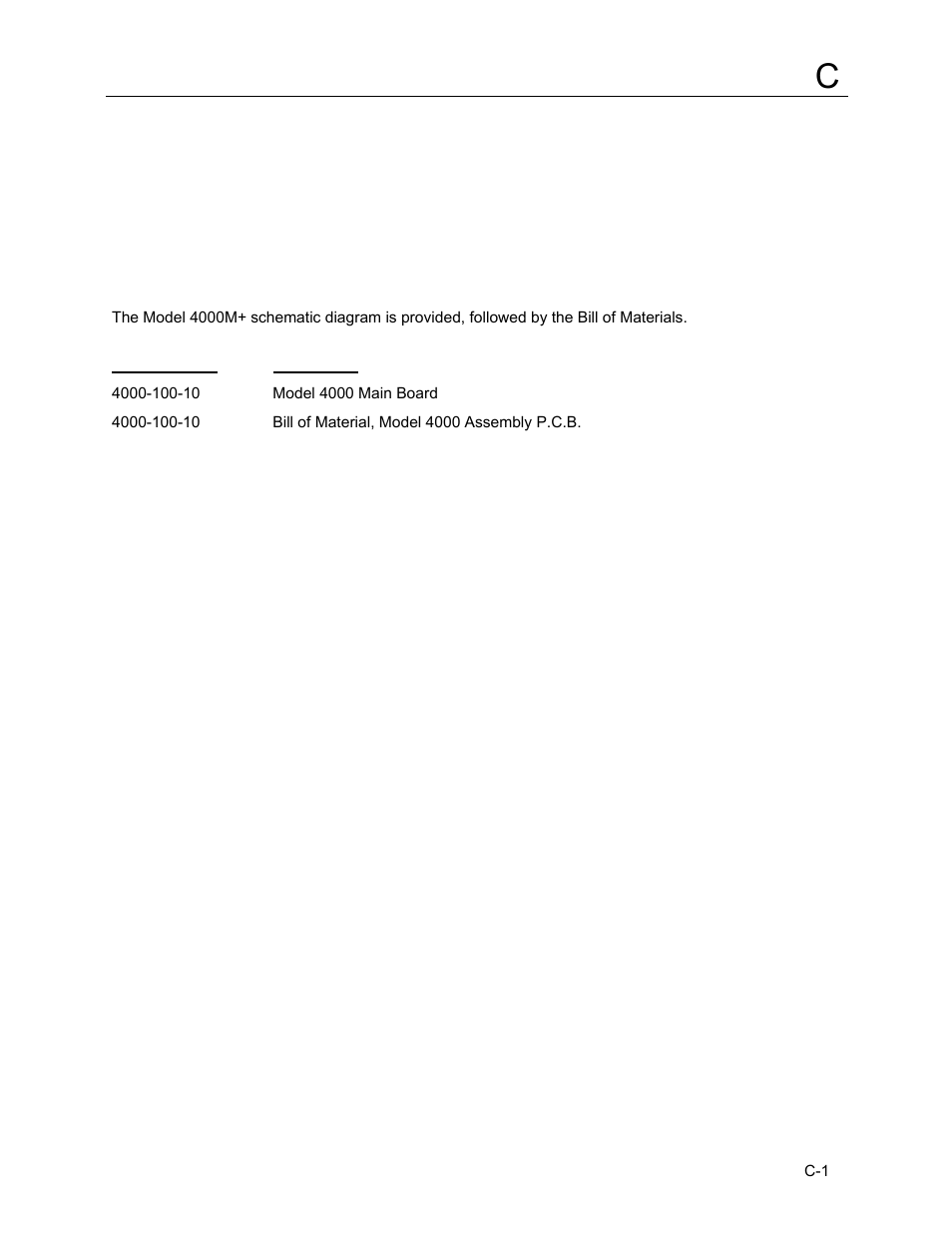 Appendix c, Schematic diagram and replacement parts, C-1 schematic diagram and replacement parts | Fluke Biomedical 4000M+ User Manual | Page 41 / 52