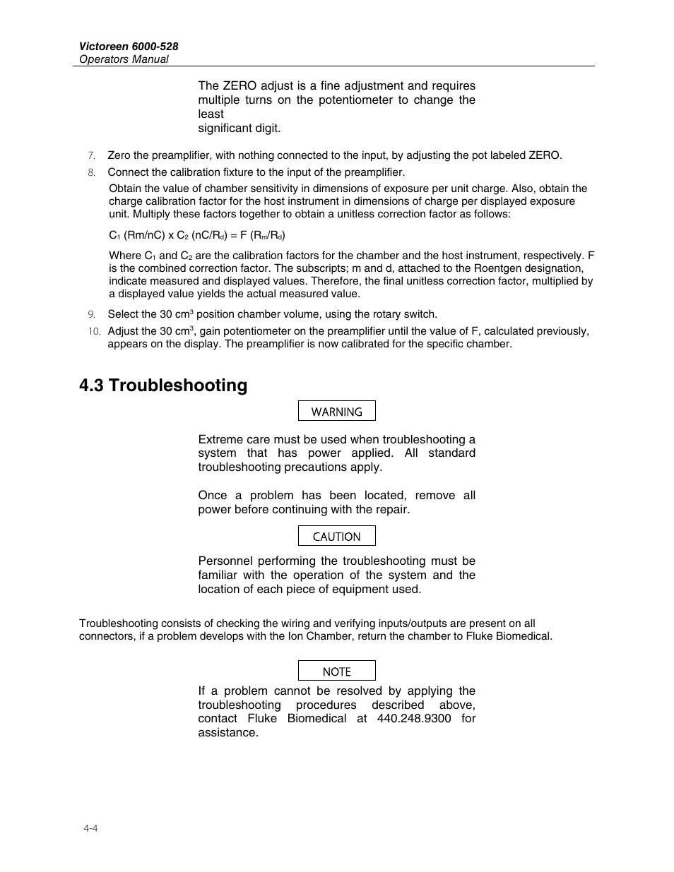 3 troubleshooting | Fluke Biomedical 6000-528 User Manual | Page 16 / 18