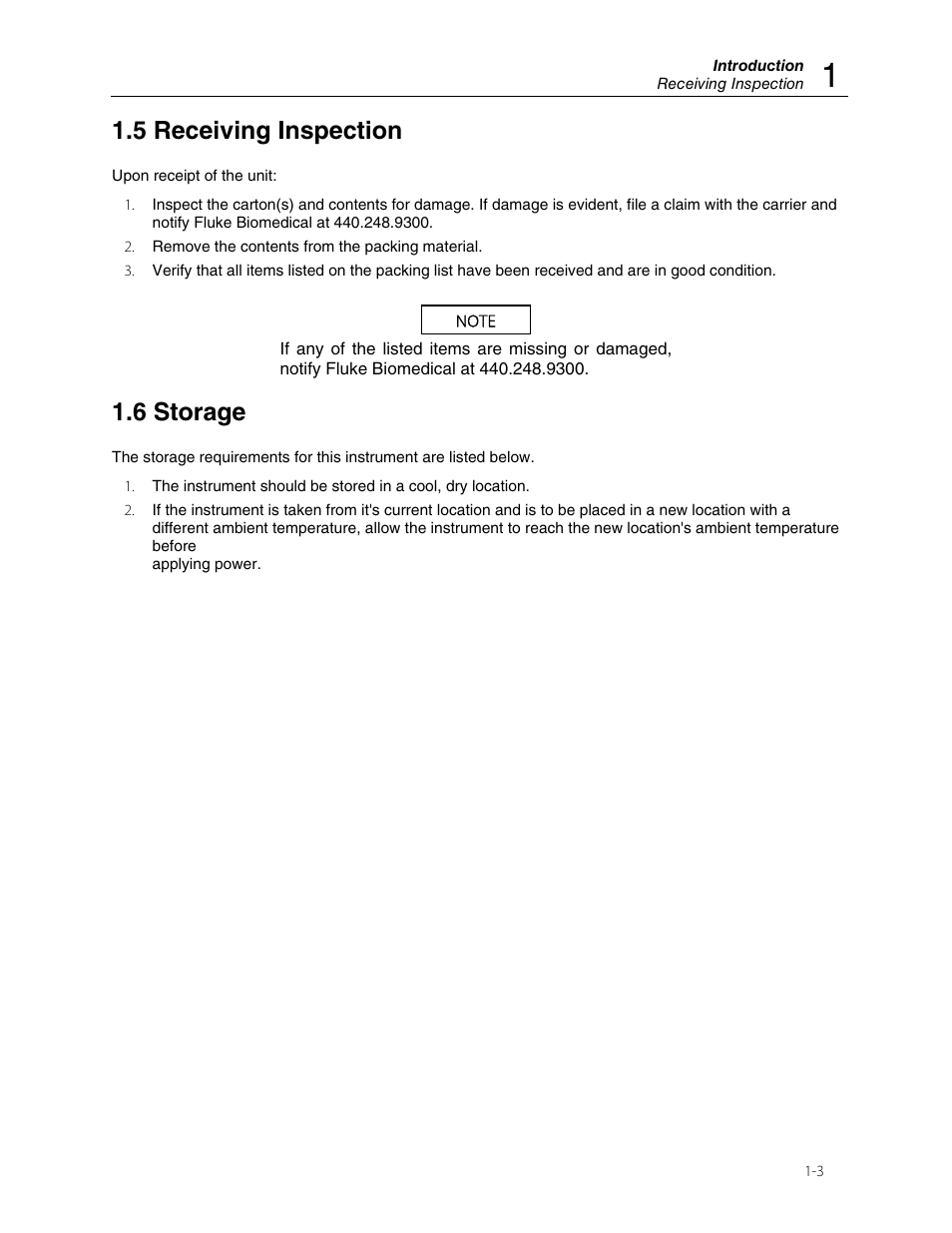 5 receiving inspection, 6 storage | Fluke Biomedical 6000-528 User Manual | Page 7 / 18