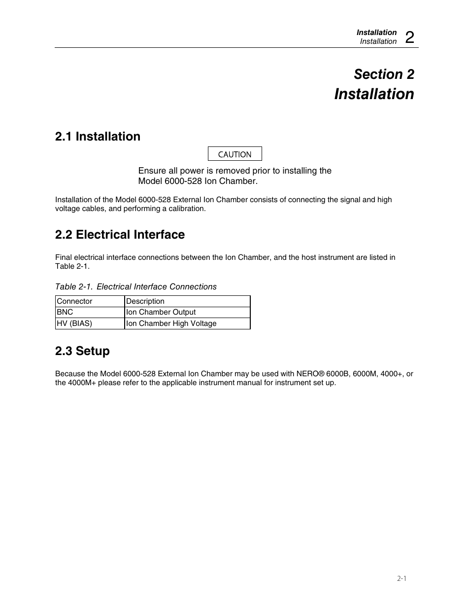 Installation, 1 installation, 2 electrical interface | 3 setup | Fluke Biomedical 6000-528 User Manual | Page 9 / 18