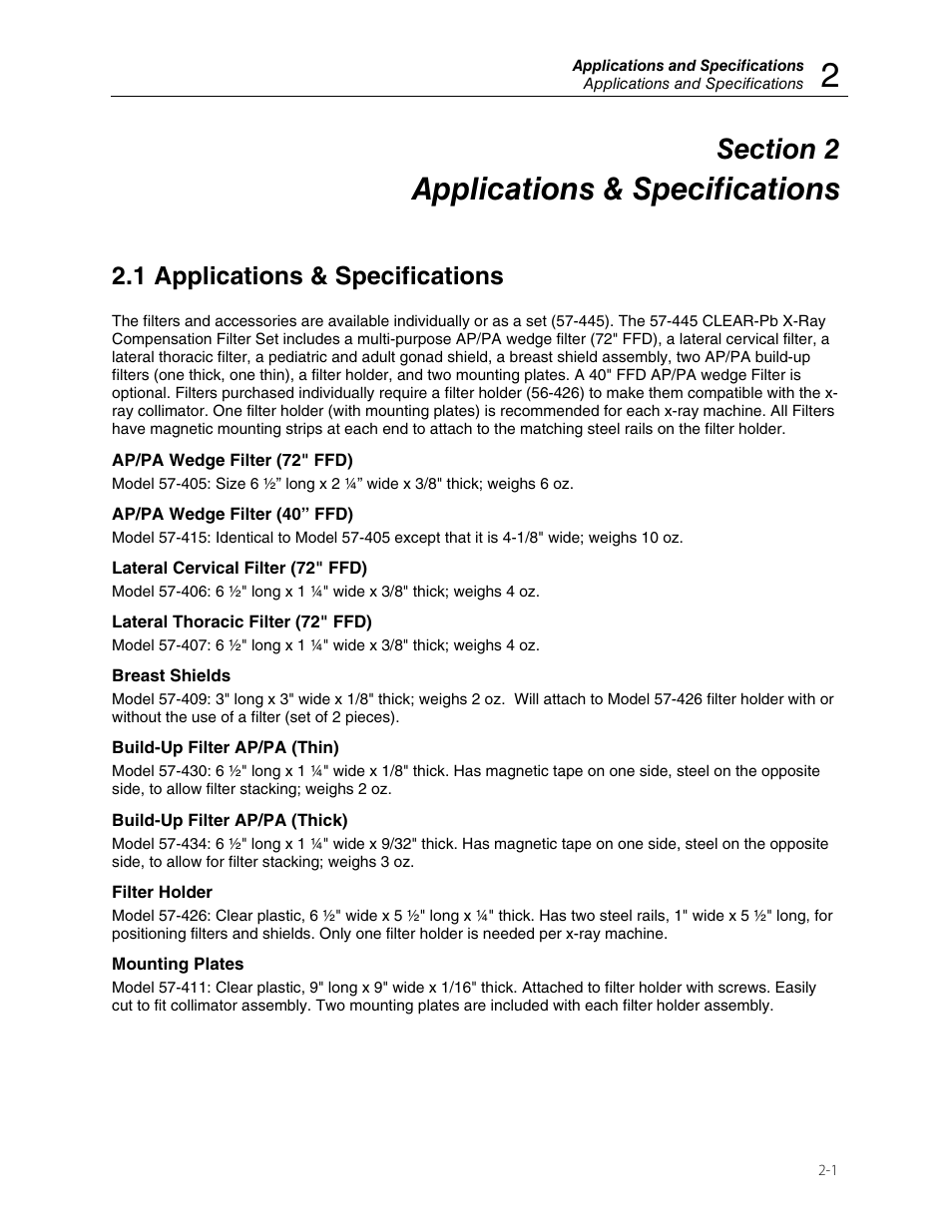Applications & specifications, 1 applications & specifications | Fluke Biomedical 57-402 User Manual | Page 7 / 32