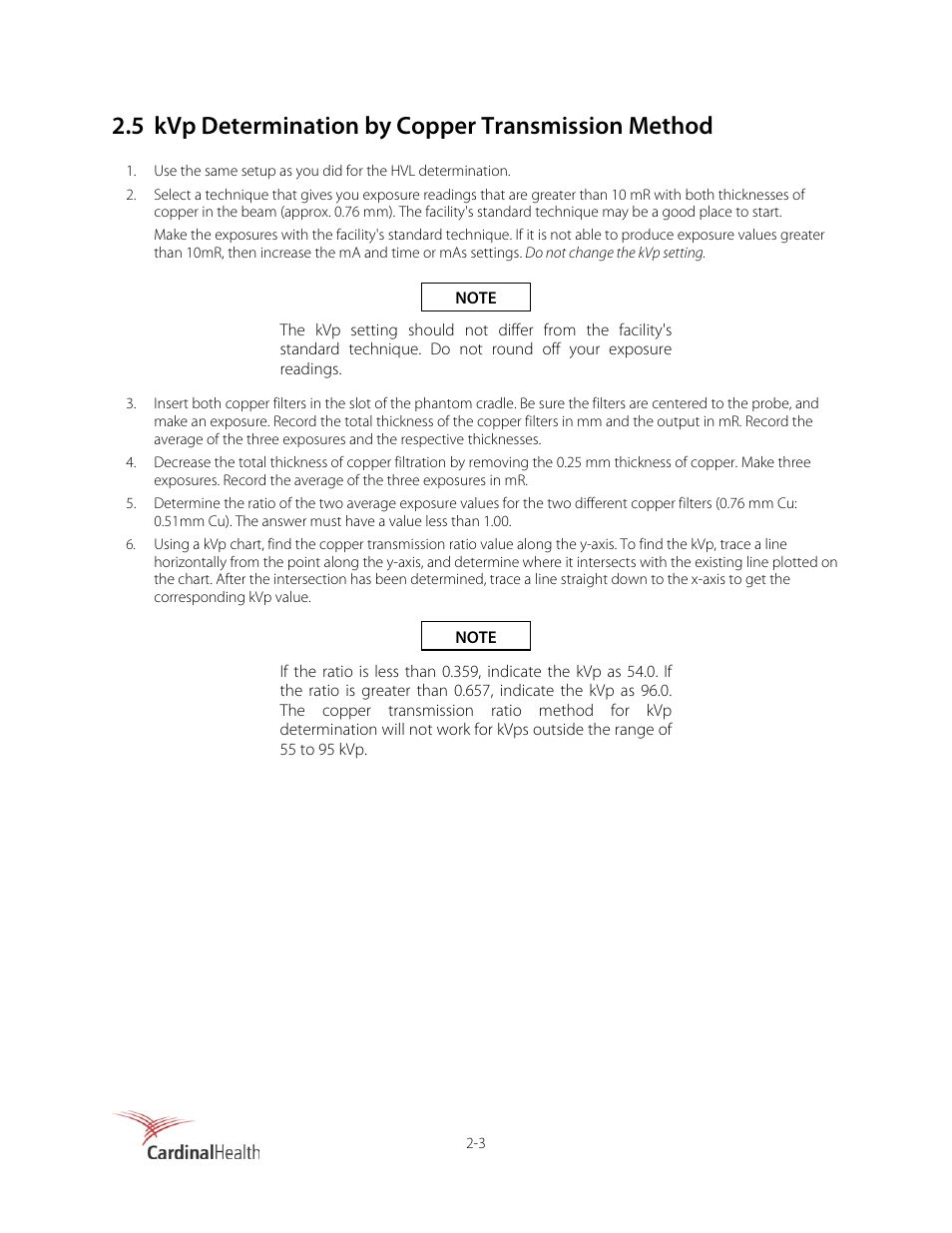 5 kvp determination by copper transmission method | Fluke Biomedical 76-025 User Manual | Page 9 / 10