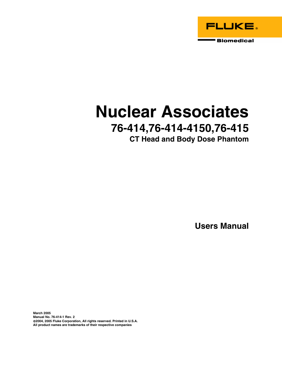 Fluke Biomedical 76-414 User Manual | 14 pages