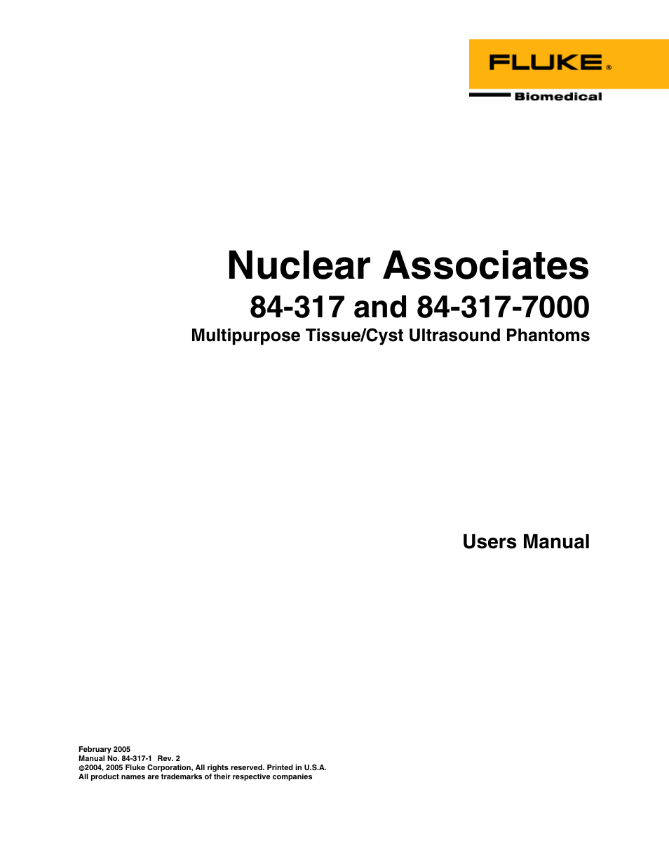 Fluke Biomedical 84-317 User Manual | 14 pages