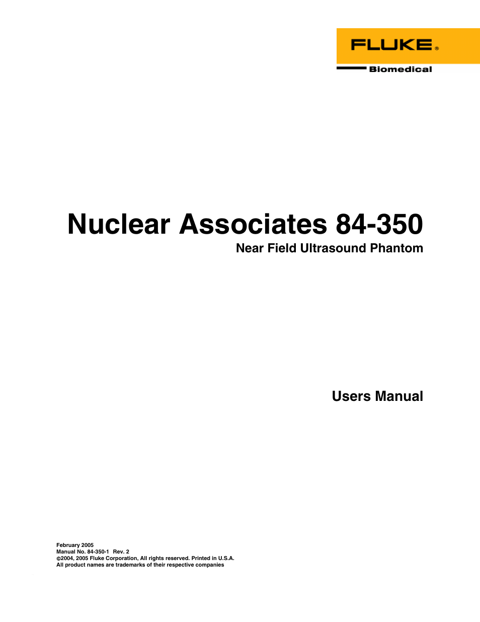 Fluke Biomedical 84-350 User Manual | 12 pages