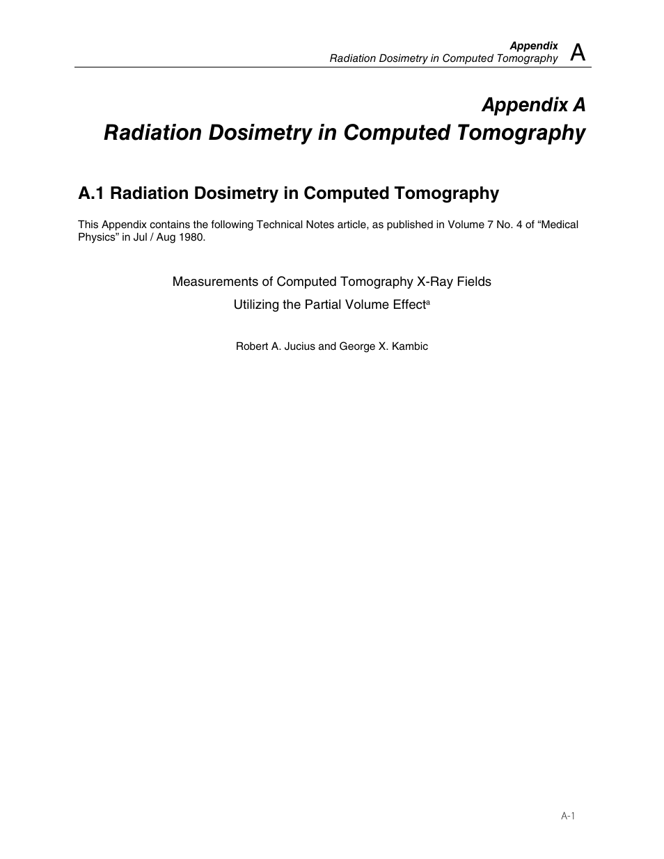 Radiation dosimetry in computed tomography, Appendix a, A.1 radiation dosimetry in computed tomography | Fluke Biomedical 660-6 User Manual | Page 17 / 22