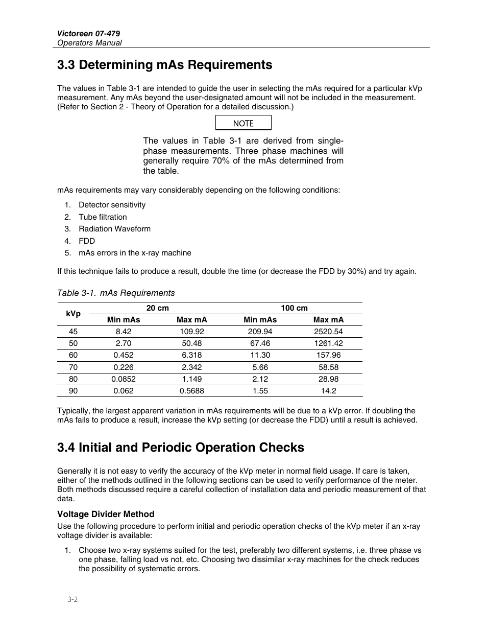 3 determining mas requirements, 4 initial and periodic operation checks | Fluke Biomedical 07-479 User Manual | Page 10 / 18