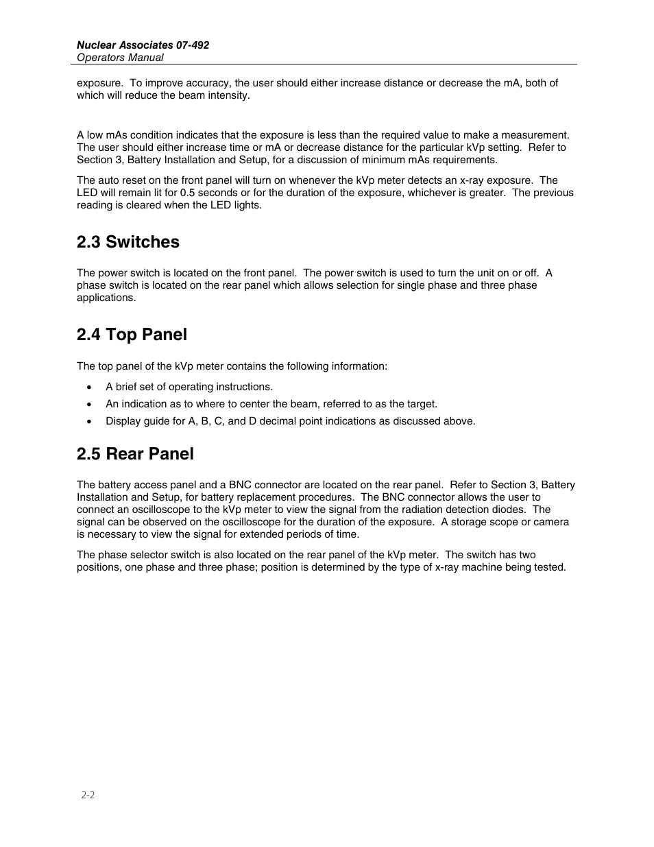 3 switches, 4 top panel, 5 rear panel | Fluke Biomedical 07-492 User Manual | Page 10 / 20