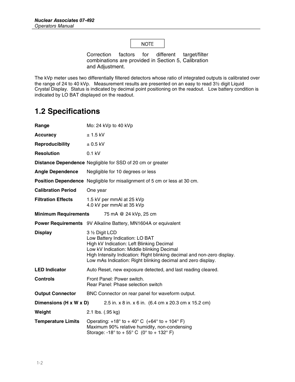 2 specifications | Fluke Biomedical 07-492 User Manual | Page 6 / 20