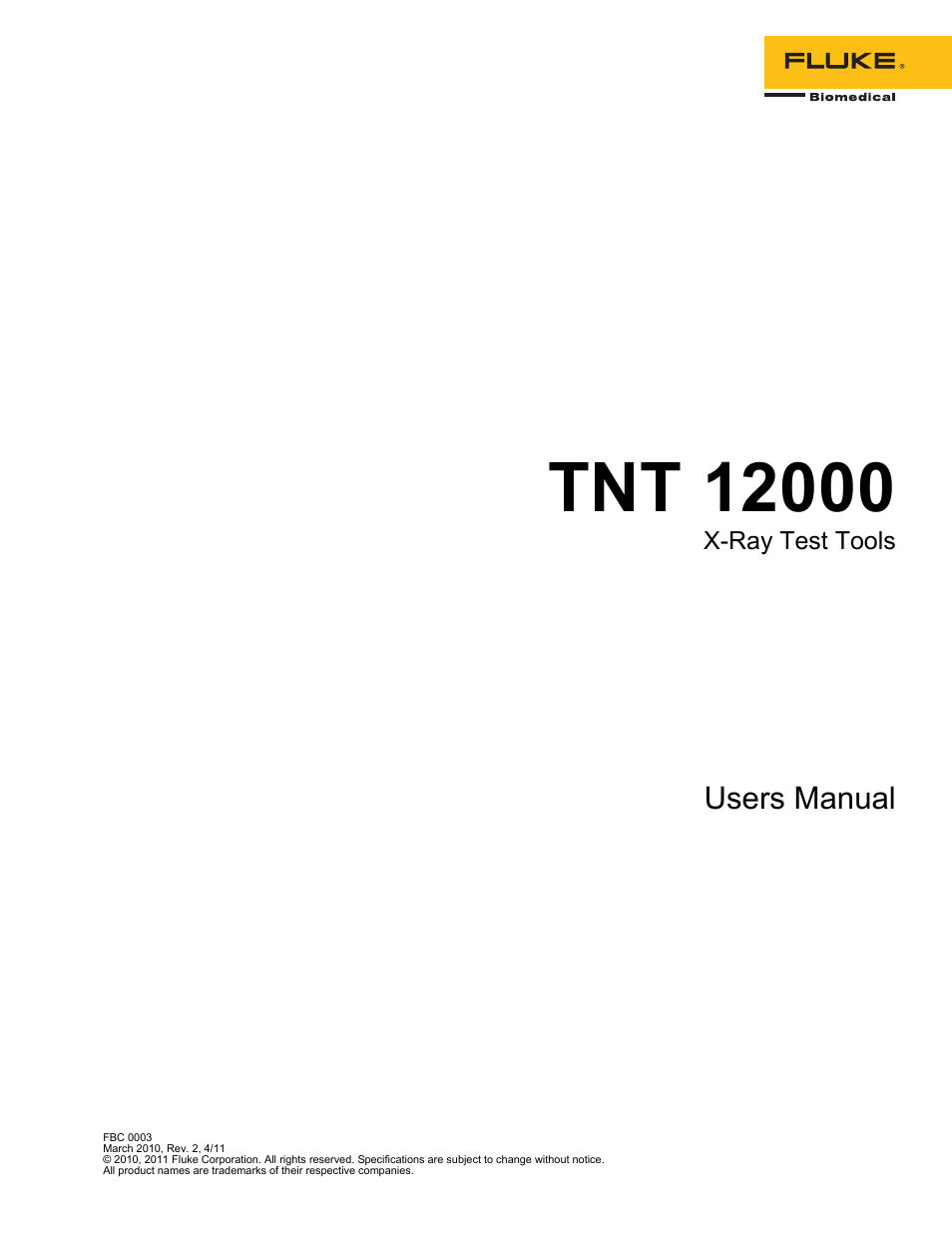 Fluke Biomedical TNT 12000 User Manual | 138 pages