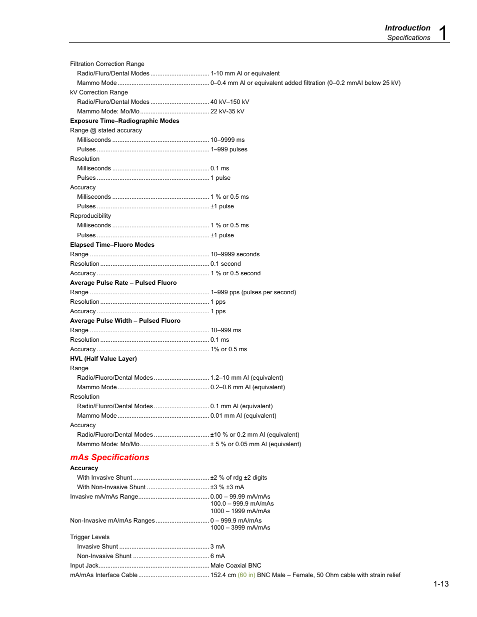 Mas specifications | Fluke Biomedical TNT 12000 User Manual | Page 25 / 138