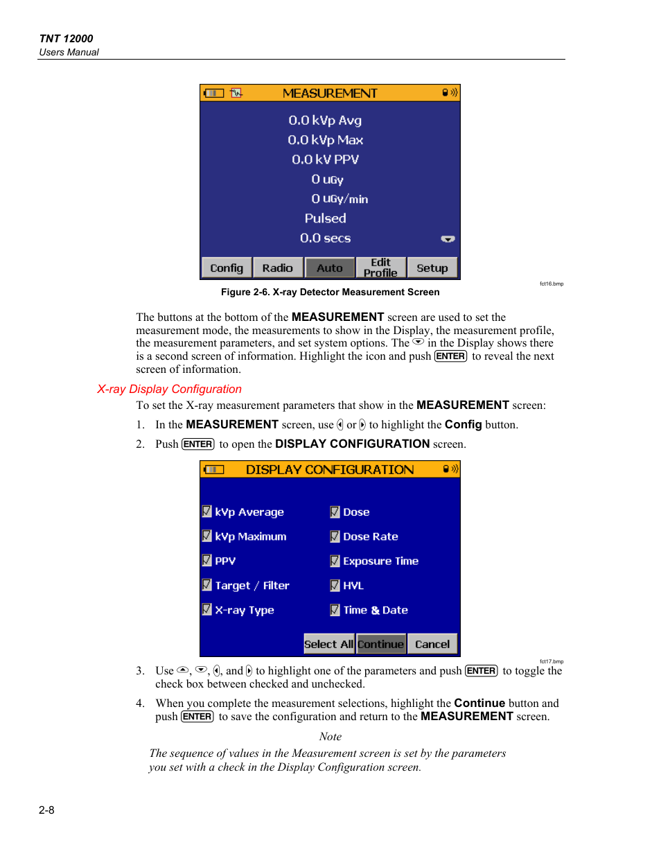 X-ray display configuration | Fluke Biomedical TNT 12000 User Manual | Page 36 / 138