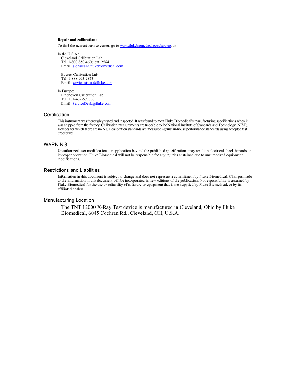 Fluke Biomedical TNT 12000 User Manual | Page 4 / 138