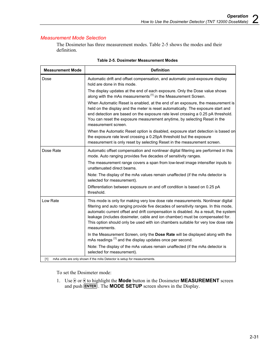 Measurement mode selection | Fluke Biomedical TNT 12000 User Manual | Page 59 / 138